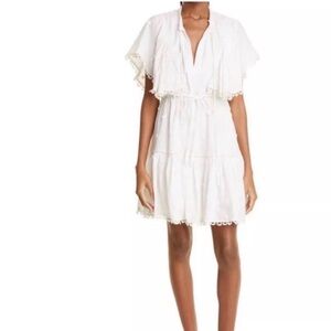 Farm Rio Anthropologie Off White 3D Flower Mini Dress Beaded Lace S New 231847